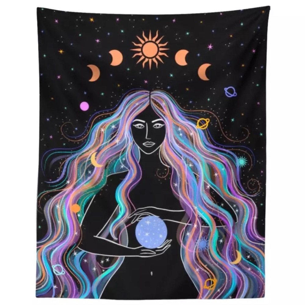 Rainbow Haired Goddess Moon Cycle wall Hanging new - Picture 1 of 4